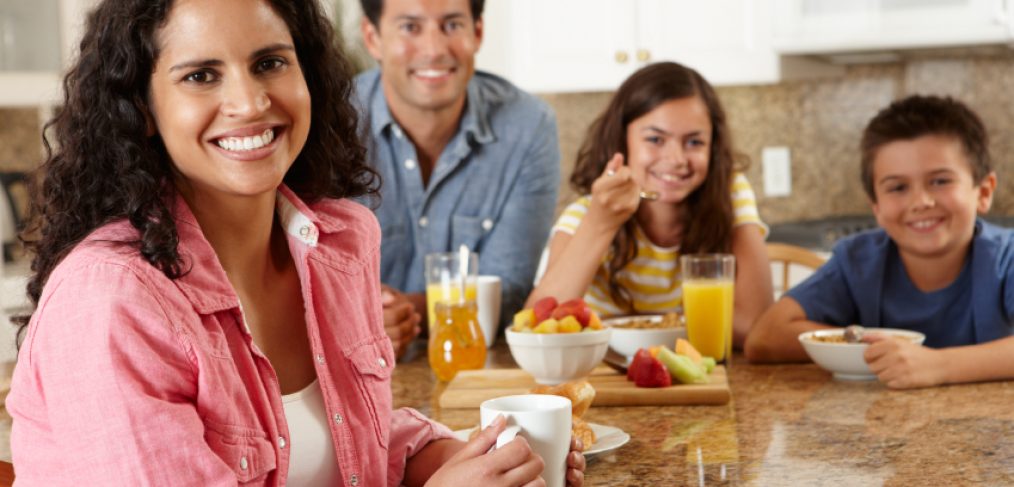 Family eating breakfast