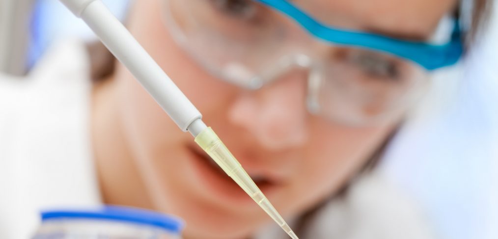 Woman testing blood samples