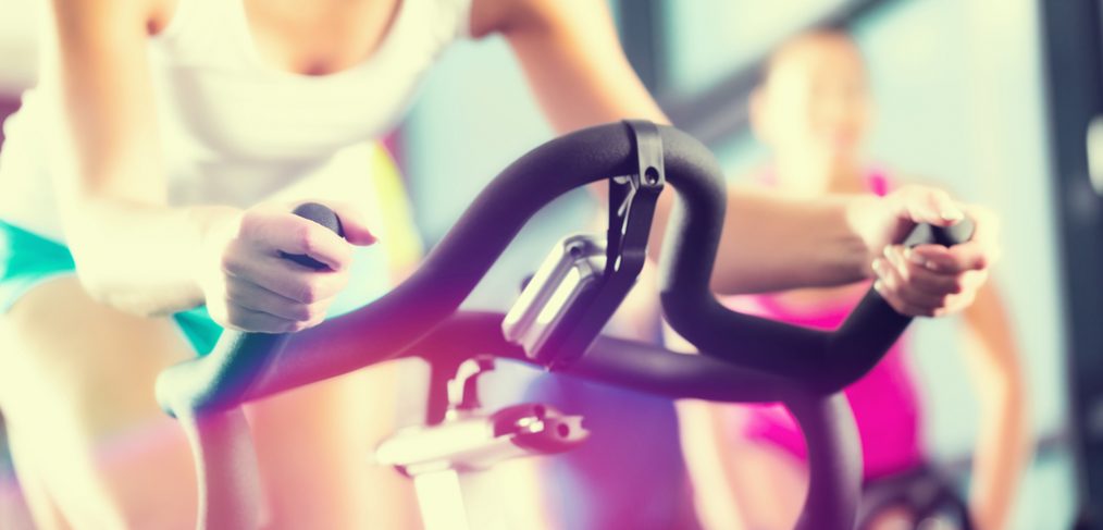 Woman working out in a gym.