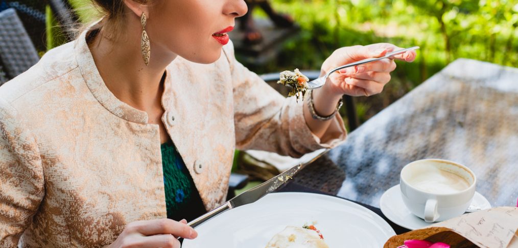 Woman having lunch