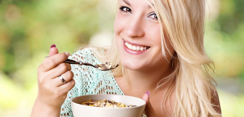 Woman eating healthy food