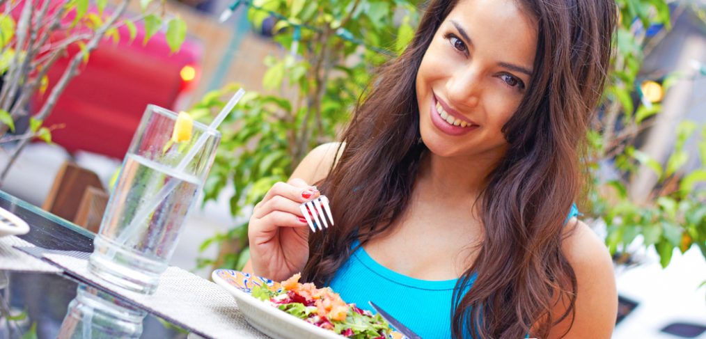 Woman eating healthy food