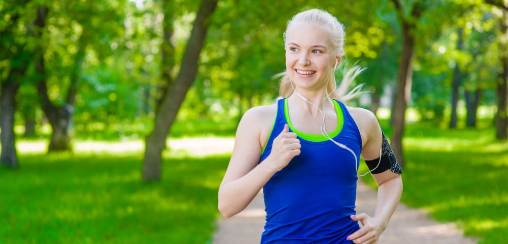 Woman running outdoors