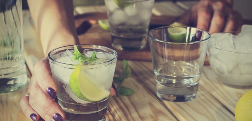 Tequila on wooden table