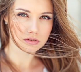 Portrait of woman with flowing hair