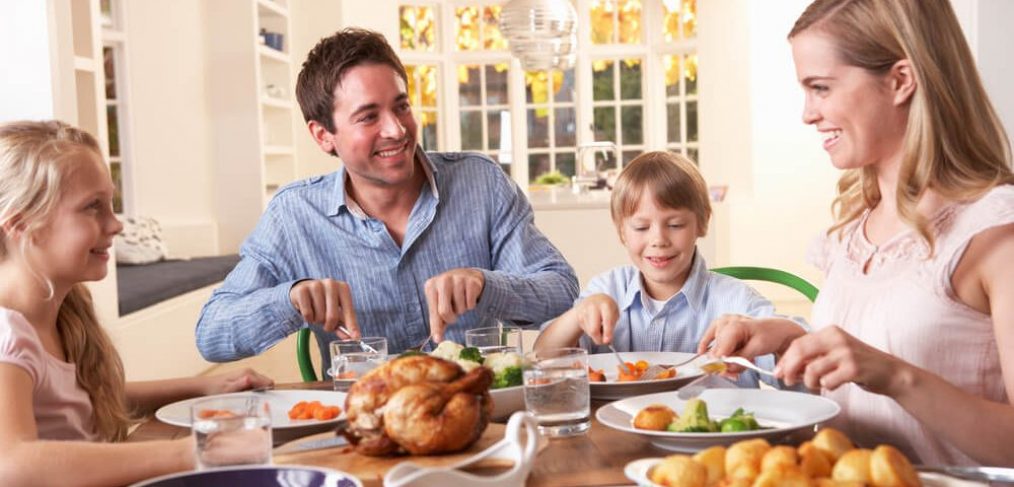 Nuclear family enjoying dinner together